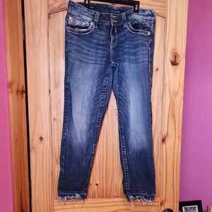 Vigoss Women's Dark Blue Frayed Hem Jeans